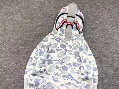Campera Bape Space Camo Shark Full Zip Double Blanca