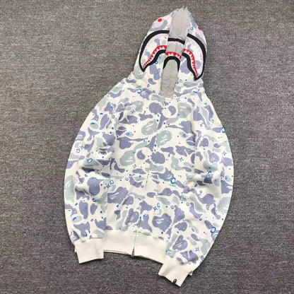 Campera Bape Space Camo Shark Full Zip Double Blanca
