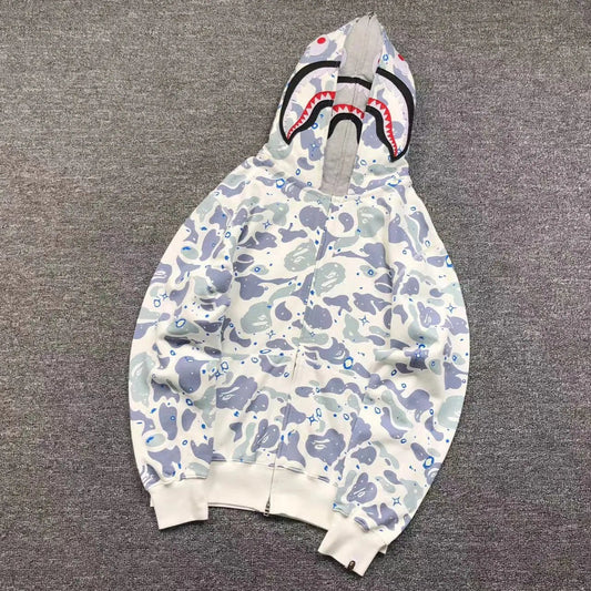 Campera Bape Space Camo Shark Full Zip Double Blanca
