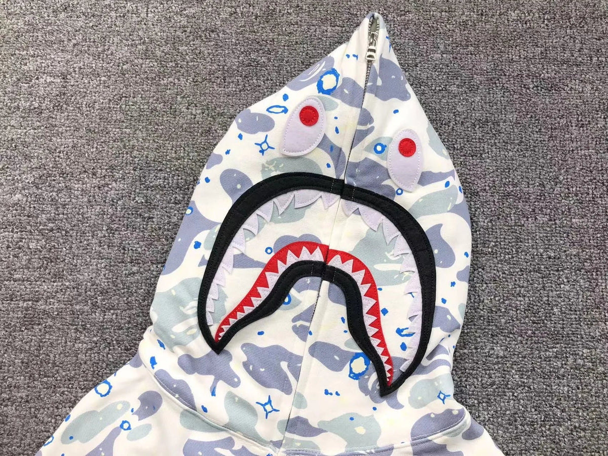 Campera Bape Space Camo Shark Full Zip Blanco