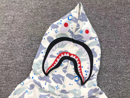 Campera Bape Space Camo Shark Full Zip Blanco