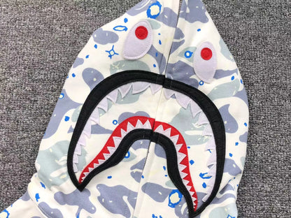 Campera Bape Space Camo Shark Full Zip Blanco