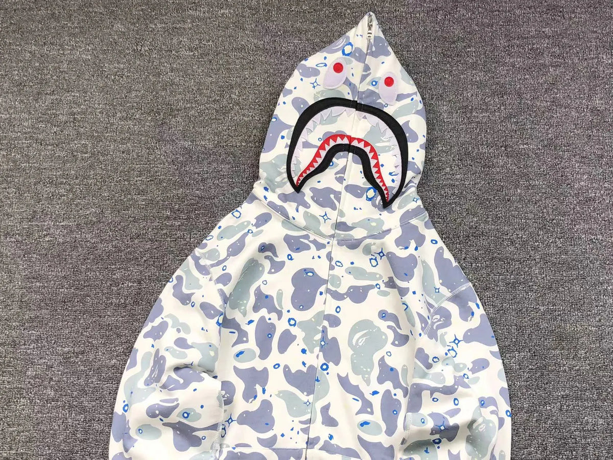 Campera Bape Space Camo Shark Full Zip Blanco