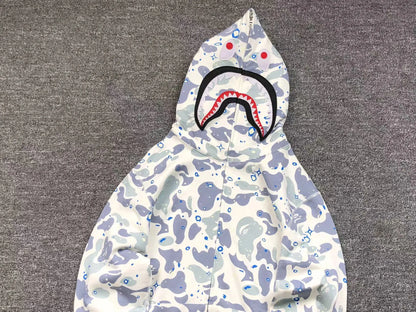 Campera Bape Space Camo Shark Full Zip Blanco