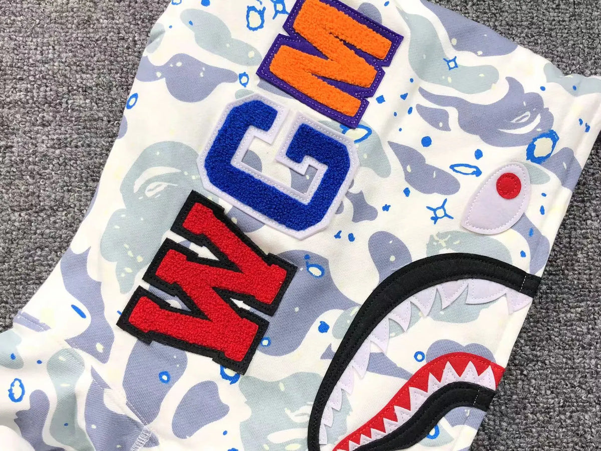 Campera Bape Space Camo Shark Full Zip Blanco