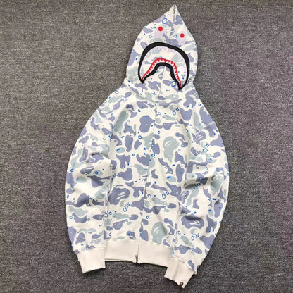 Campera Bape Space Camo Shark Full Zip Blanco