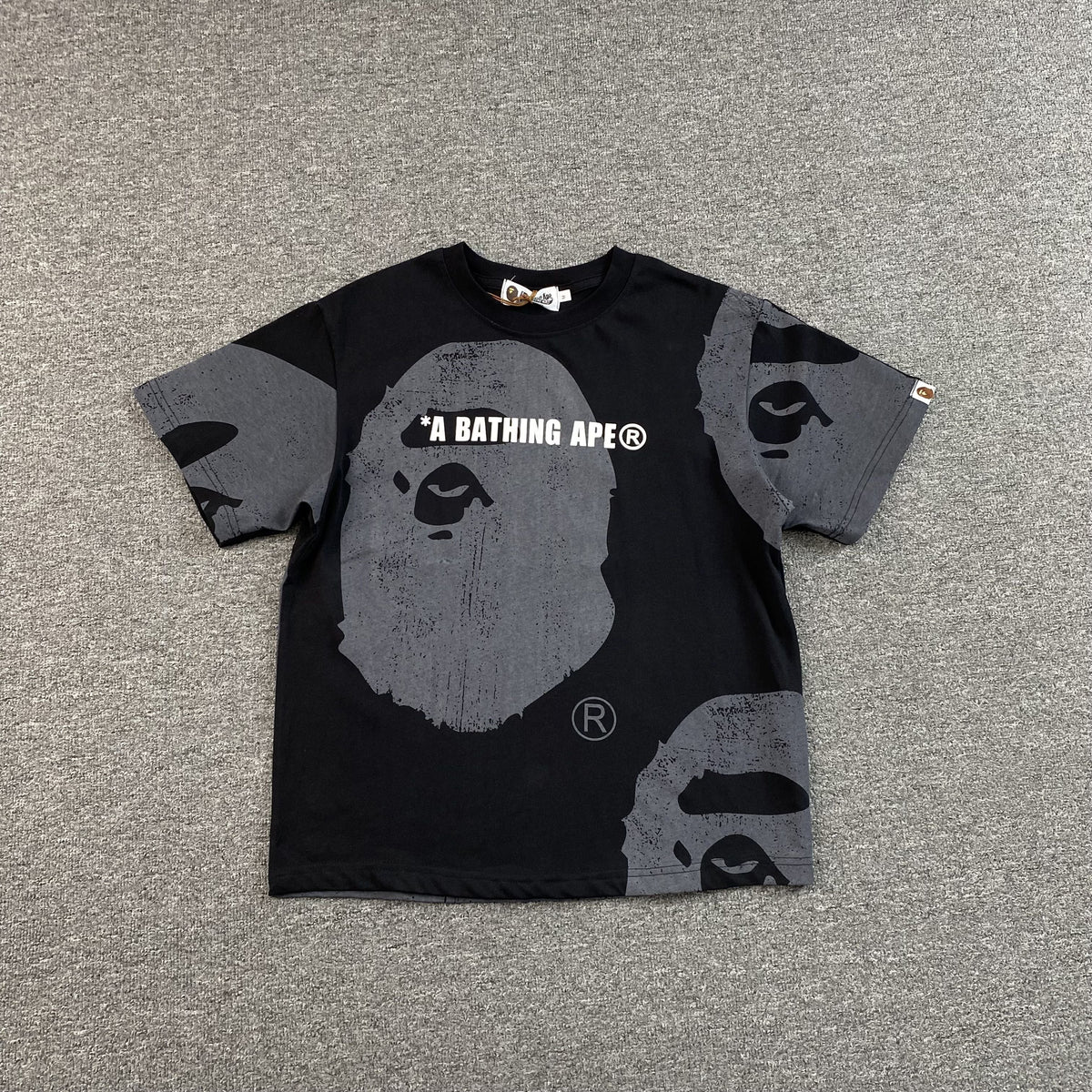 Remera Bape Water Print Ape Head Negra