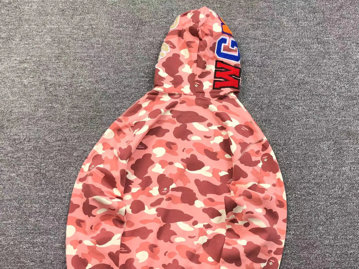 Campera Bape X Barbie Dot Camo Shark Full Zip Rosa