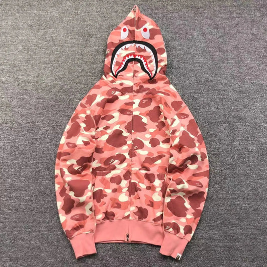 Campera Bape X Barbie Dot Camo Shark Full Zip Rosa
