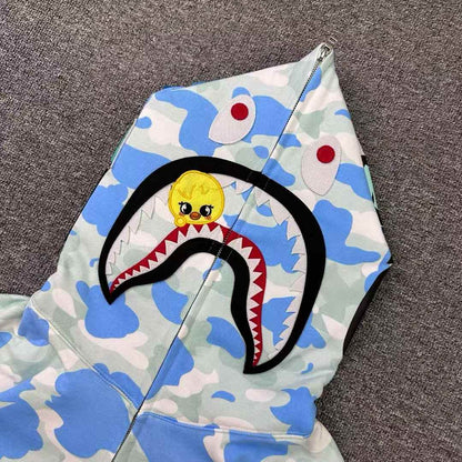 Campera Bape x Stray Kids Felix Shark Celeste