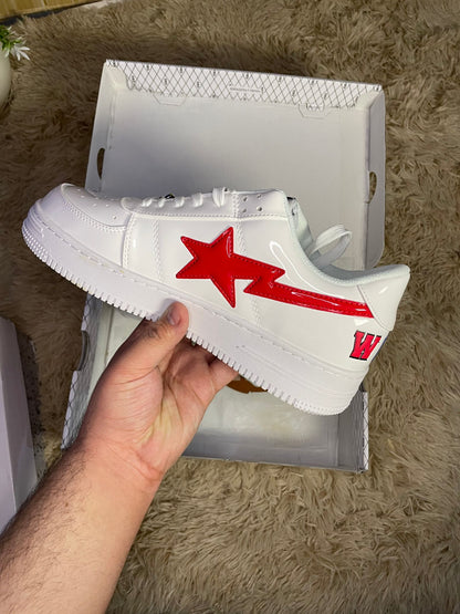 Bapesta Shark blanca y roja