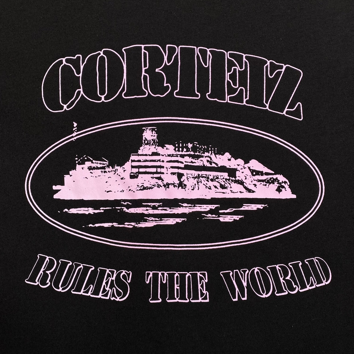 Remera Corteiz Alcatraz Rules The World Negra