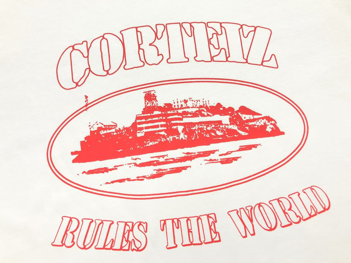 Remera Corteiz Alcatraz Rules The World Blanca