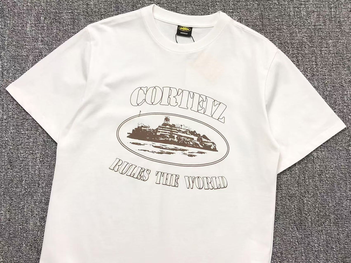 Remera Corteiz Alcatraz Rules The World Blanca