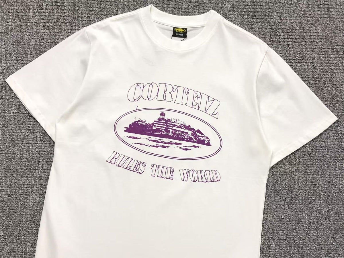Remera Corteiz Alcatraz Rules The World Blanca