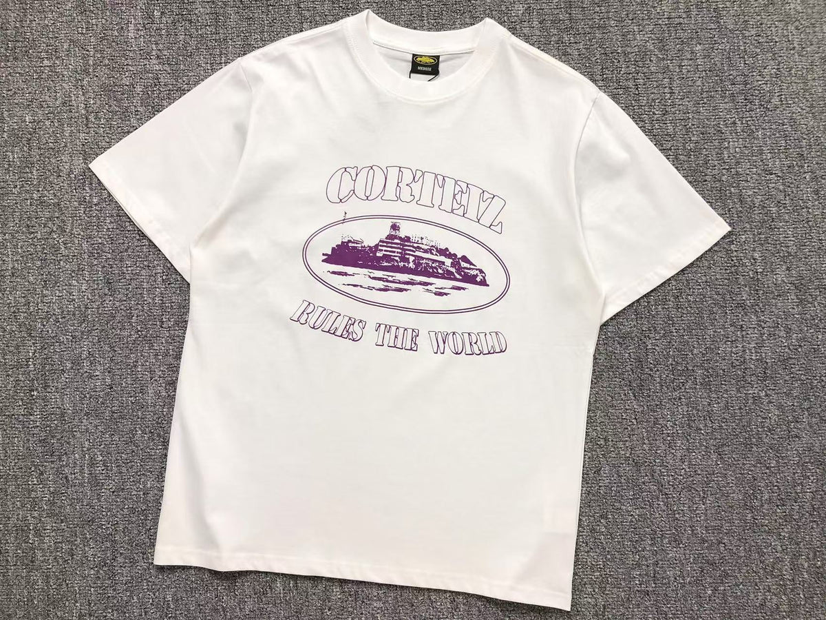 Remera Corteiz Alcatraz Rules The World Blanca