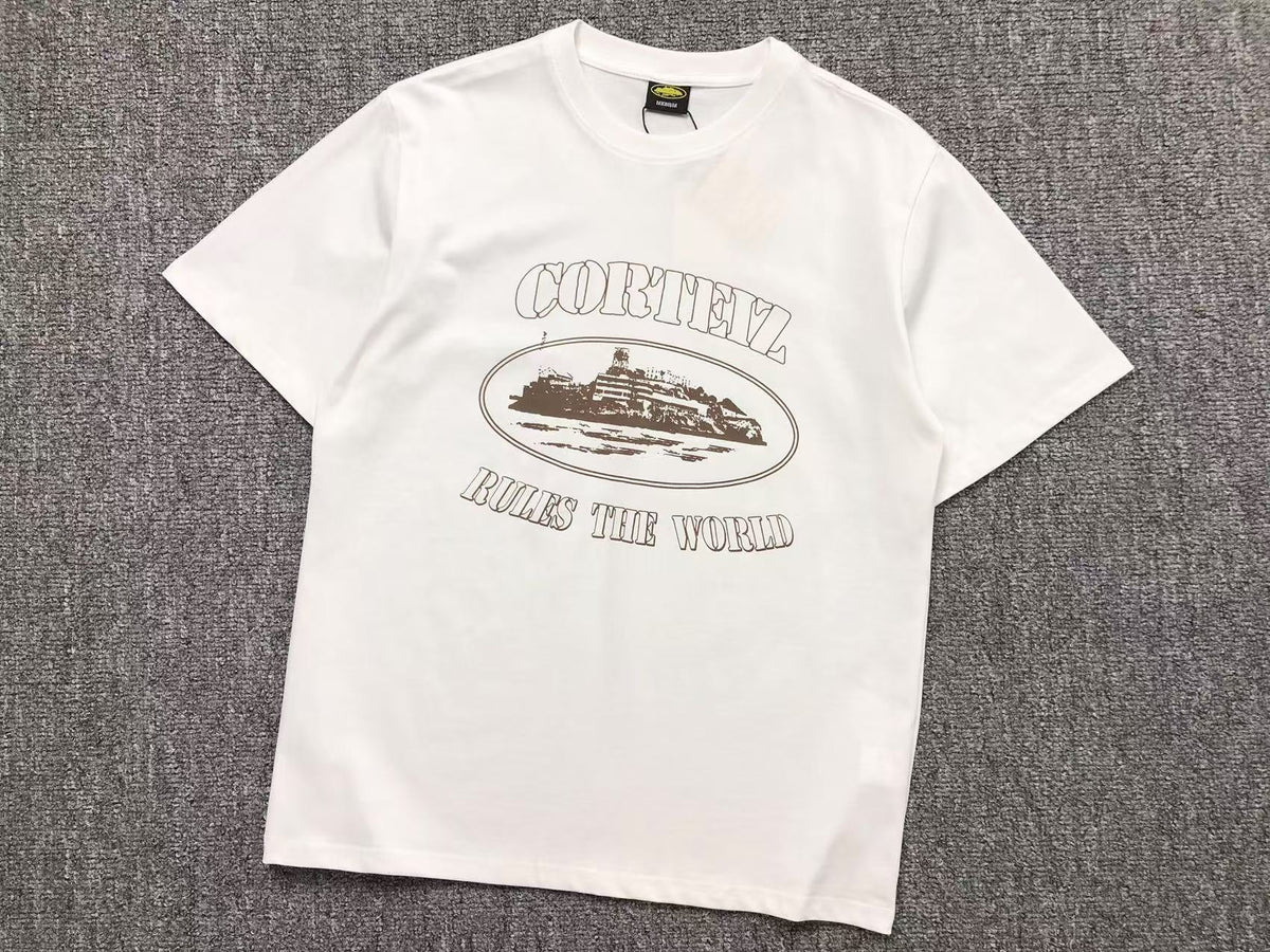 Remera Corteiz Alcatraz Rules The World Blanca