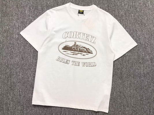 Remera Corteiz Alcatraz Rules The World Blanca