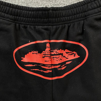 Shorts Corteiz Alcatraz Negro Con Rojo