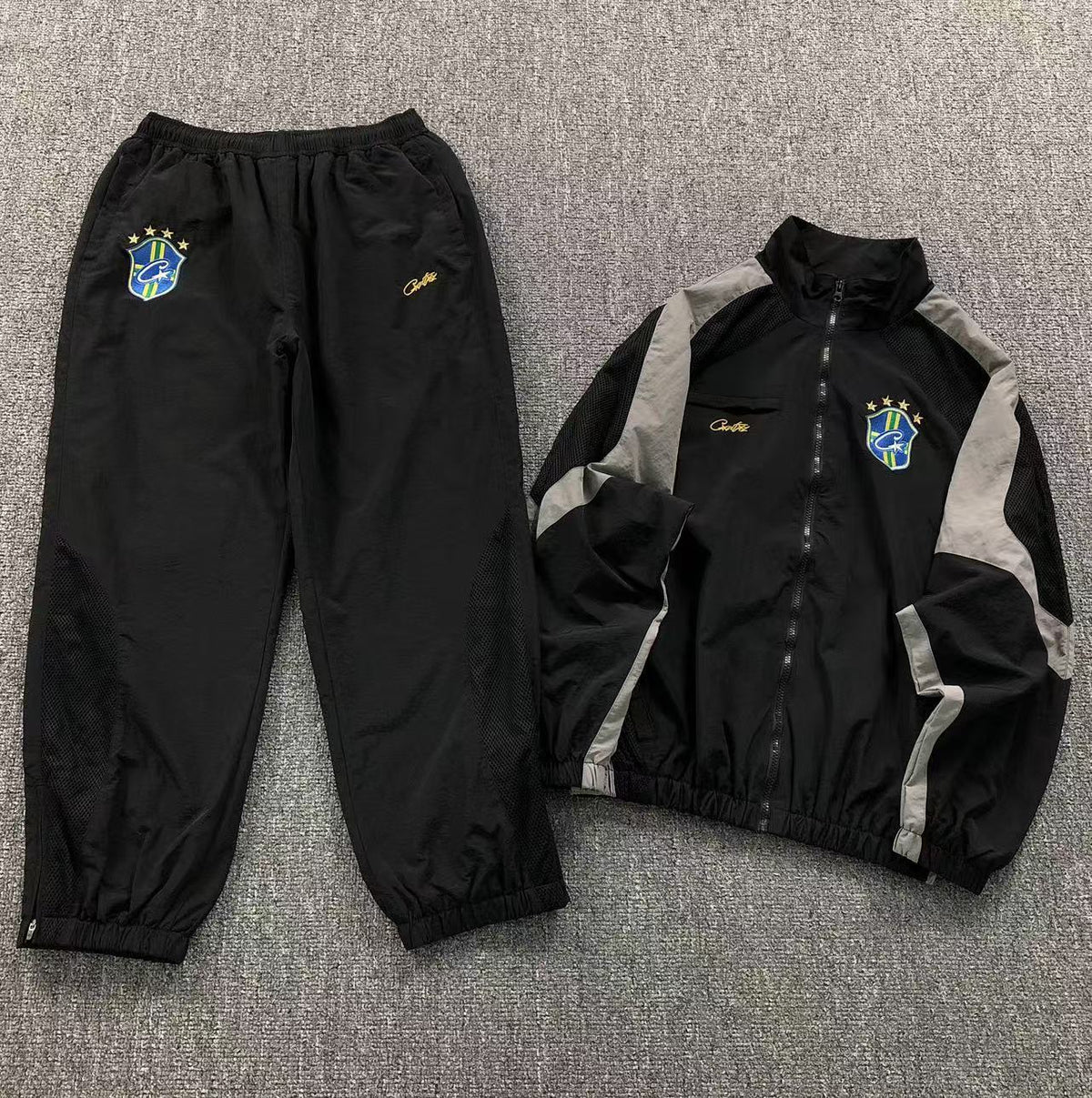 Conjunto Corteiz Brasil Olympic Shuku Negro