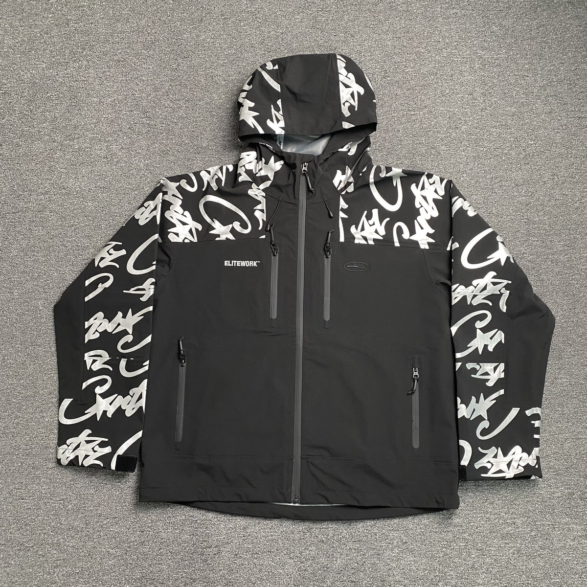 Campera Corteiz Elitework Waterproof Shell Negra