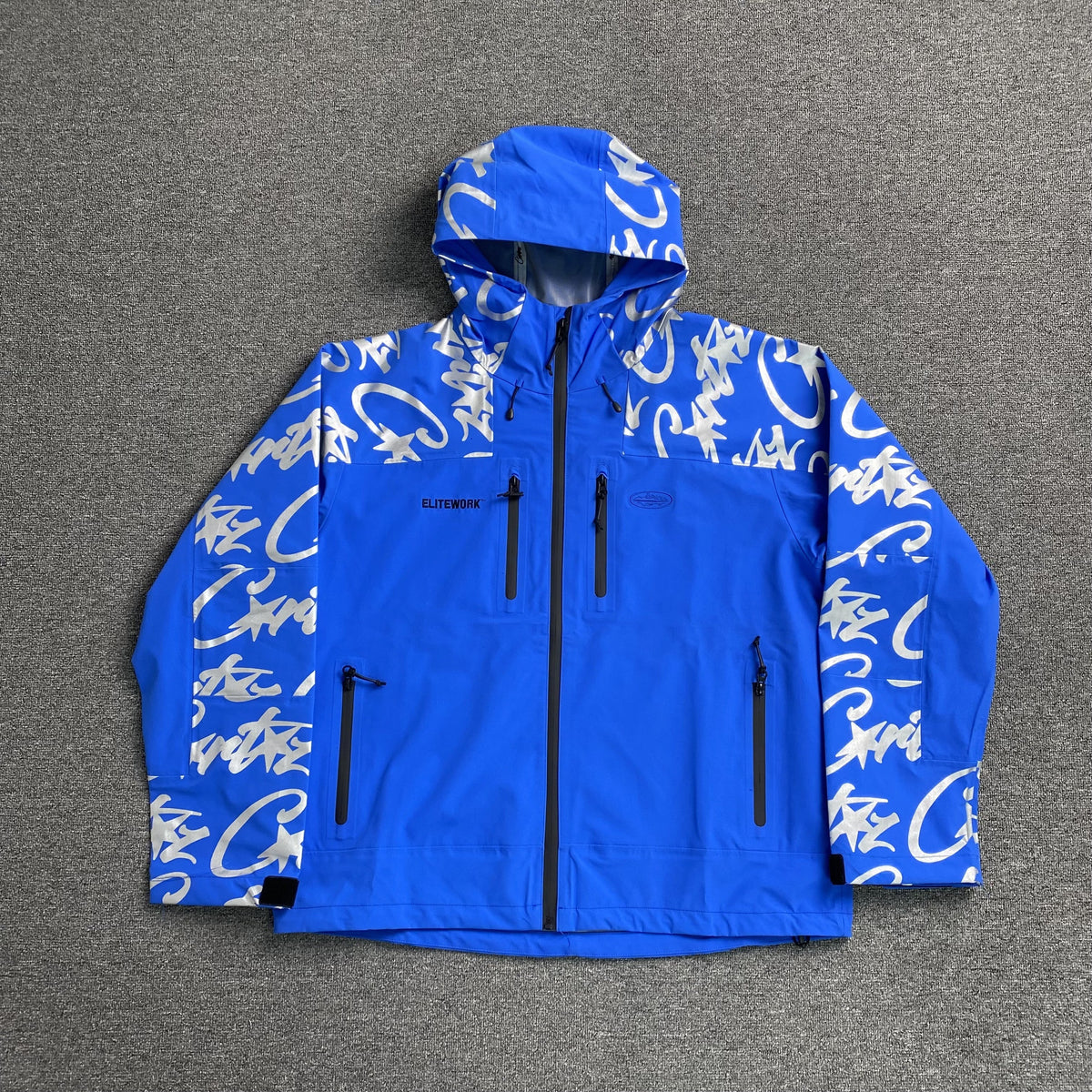 Campera Corteiz Elitework Waterproof Shell Azul