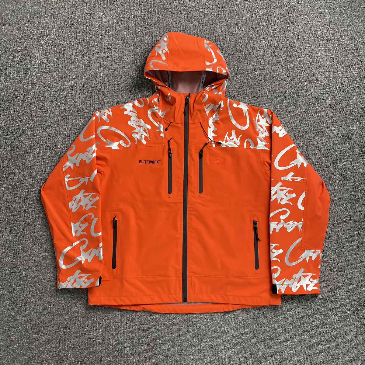 Campera Corteiz Elitework Waterproof Shell Naranja