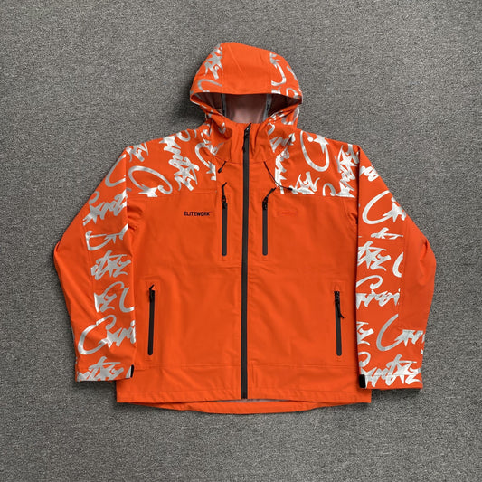 Campera Corteiz Elitework Waterproof Shell Naranja