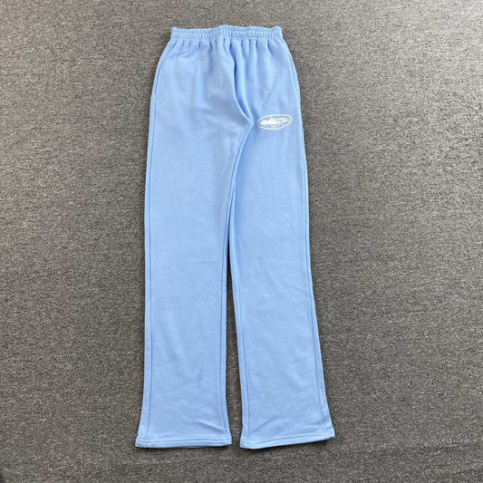 Pantalon Corteiz Island Puff Print Open Hem Celeste