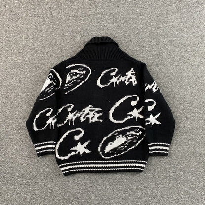Campera Corteiz VVS Jacquard Knit Negra