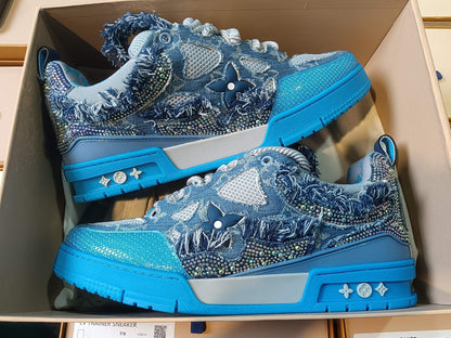 Louis Vuitton Skate Sneaker Swarovski Monogram Azul