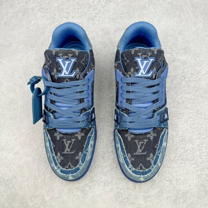 Louis Vuitton Trainer Sneaker Patchwork Monogram Denim Azul