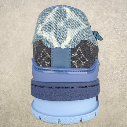 Louis Vuitton Trainer Sneaker Patchwork Monogram Denim Azul